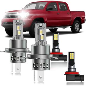 for Toyota Tacoma 2012-2015 FOG Lights Bulbs Combo, 4pcs Super Bright White Dual Beam and Fog Lights Blubs Package, 1:1 Size as Stock Bulbs, Plug and Play