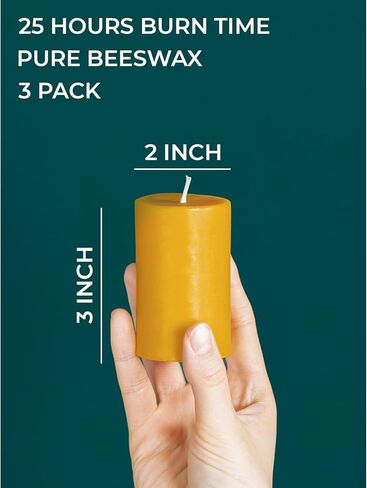CANDWAX Pure Beeswax Tealight Candles Set of 24 - Handmade Beeswax Candles Natural Burns up to 3.5 Hours - Beeswax Tea Lights Candles in Kuwait