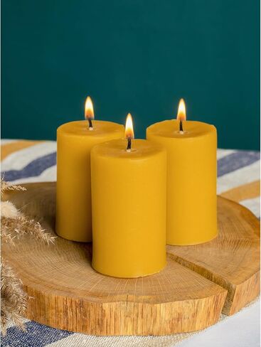 CANDWAX Pure Beeswax Tealight Candles Set of 24 - Handmade Beeswax Candles Natural Burns up to 3.5 Hours - Beeswax Tea Lights Candles in Kuwait