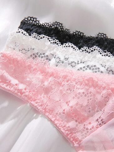 SHENHE Women's 3 Packs Floral Lace Comfy Briefs Thong Set Underwear Panties in Saudi Arabia