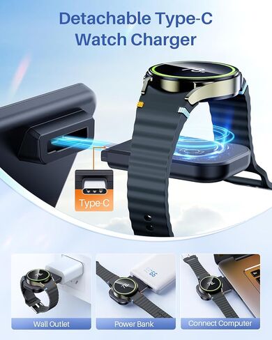 Wireless Charger for Samsung Charging Station Compatible for Galaxy Watch 7 6 Classic 5 Pro S24 S23 S22 Ultra Plus Z Fold Flip 6 5 4 3(NOT for Watch Ultra) in Saudi Arabia