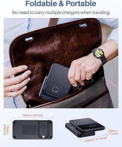 Wireless Charger for Samsung Charging Station Compatible for Galaxy Watch 7 6 Classic 5 Pro S24 S23 S22 Ultra Plus Z Fold Flip 6 5 4 3(NOT for Watch Ultra) in Saudi Arabia