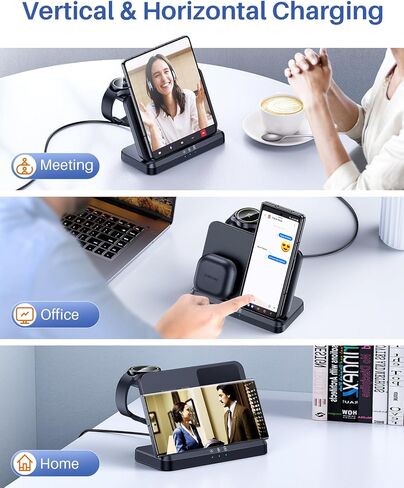 Wireless Charger for Samsung Charging Station Compatible for Galaxy Watch 7 6 Classic 5 Pro S24 S23 S22 Ultra Plus Z Fold Flip 6 5 4 3(NOT for Watch Ultra) in Saudi Arabia