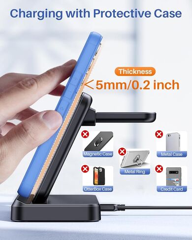 Wireless Charger for Samsung Charging Station Compatible for Galaxy Watch 7 6 Classic 5 Pro S24 S23 S22 Ultra Plus Z Fold Flip 6 5 4 3(NOT for Watch Ultra) in Saudi Arabia