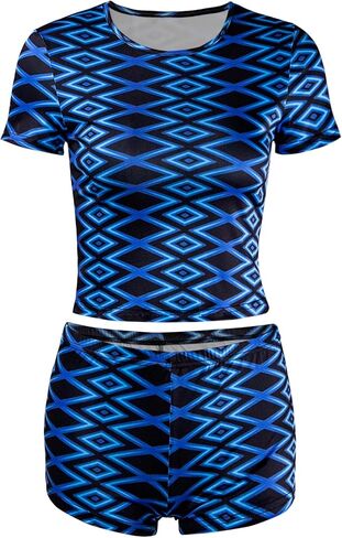 Women's 2 Piece Summer 3D Printed Tight Shorts Set, High Waist Tight Shorts Set, Bicycle Shorts Matching Set in Saudi Arabia