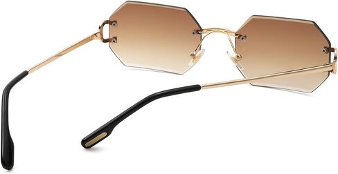 Rimless Sunglasses for Men Women -Octagon Frameless Sun Glasses Black Shade Polygon Tinted Eyewear in Saudi Arabia