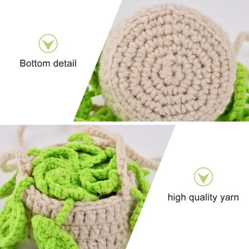 مرآة السيارة المعلقة بوعاء النباتات، نبات الكروشيه للسيارة، لطيف بوعاء النباتات الكروشيه مرآة السيارة للنساء الرجال اليدوية محبوك مرآة الرؤية الخلفية الملحقات in Kuwait