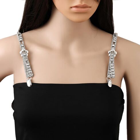1 pair of clip Rhinestone shoulder straps dress with decorative chain metal accessories sexy shoulder straps in Kuwait