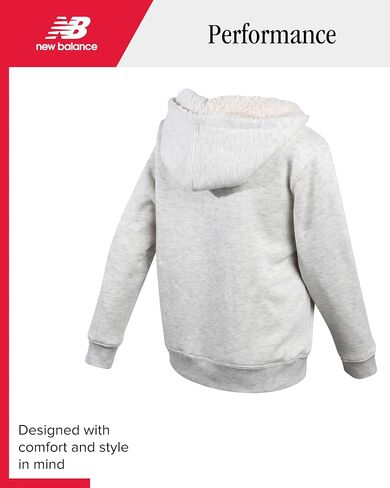 سويت شيرت للأولاد من New Balance - هوديس من الصوف الناعم بسحاب كامل ومبطن بصوف الشيربا للأولاد - سويت شيرت مريح بغطاء للرأس (8-20) in Saudi Arabia