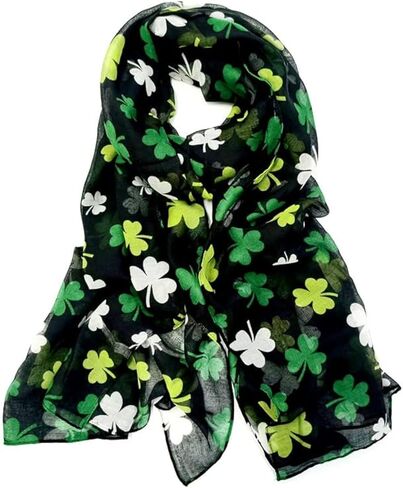 وشاح شامروك لعيد القديس باتريك، وشاح البرسيم الأيرلندي، وشاح أبيض أخضر، وشاح شامروك، وشاح من الساتان (C) in Kuwait