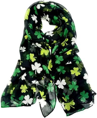 وشاح شامروك لعيد القديس باتريك، وشاح البرسيم الأيرلندي، وشاح أبيض أخضر، وشاح شامروك، وشاح من الساتان (C) in Kuwait