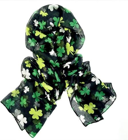 وشاح شامروك لعيد القديس باتريك، وشاح البرسيم الأيرلندي، وشاح أبيض أخضر، وشاح شامروك، وشاح من الساتان (C) in Kuwait