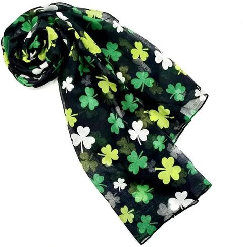 وشاح شامروك لعيد القديس باتريك، وشاح البرسيم الأيرلندي، وشاح أبيض أخضر، وشاح شامروك، وشاح من الساتان (C) in Kuwait