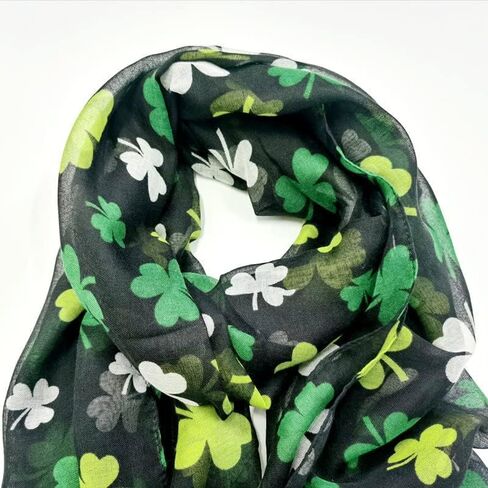 وشاح شامروك لعيد القديس باتريك، وشاح البرسيم الأيرلندي، وشاح أبيض أخضر، وشاح شامروك، وشاح من الساتان (C) in Kuwait