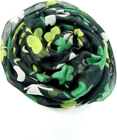 وشاح شامروك لعيد القديس باتريك، وشاح البرسيم الأيرلندي، وشاح أبيض أخضر، وشاح شامروك، وشاح من الساتان (C) in Kuwait