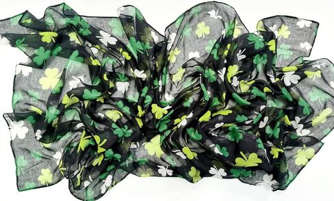 وشاح شامروك لعيد القديس باتريك، وشاح البرسيم الأيرلندي، وشاح أبيض أخضر، وشاح شامروك، وشاح من الساتان (C) in Kuwait