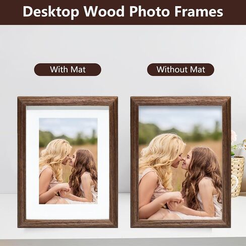 6x8 Picture Frame, Solid Wood Picture Frame, Hardwood Frame with Tempered Real Glass, Rustic Wooden Picture Frame for Tabletop or Desktop Display (brown) in Saudi Arabia