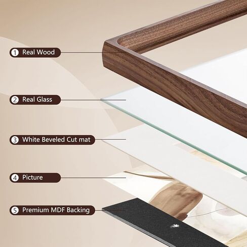 6x8 Picture Frame, Solid Wood Picture Frame, Hardwood Frame with Tempered Real Glass, Rustic Wooden Picture Frame for Tabletop or Desktop Display (brown) in Saudi Arabia