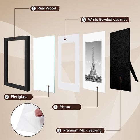 6x8 Picture Frame, Solid Wood Picture Frame, Hardwood Frame with Tempered Real Glass, Rustic Wooden Picture Frame for Tabletop or Desktop Display (brown) in Saudi Arabia