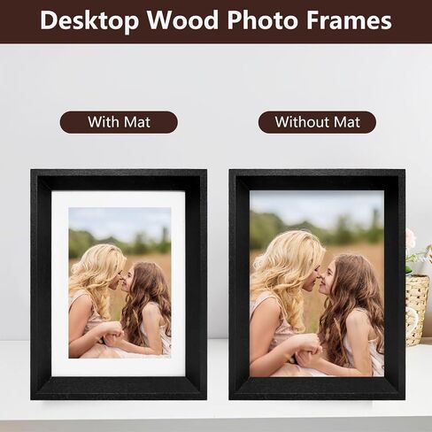 6x8 Picture Frame, Solid Wood Picture Frame, Hardwood Frame with Tempered Real Glass, Rustic Wooden Picture Frame for Tabletop or Desktop Display (brown) in Saudi Arabia