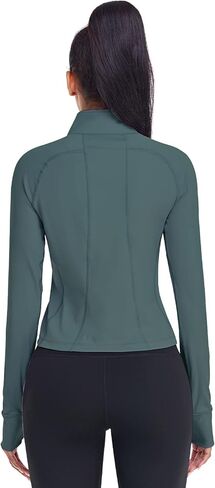 HISKYWIN Women's Cropped Workout Jacket Half Zip Pullover Running Shirts 1/2 Zip Slim Fit Long Sleeve Athletic Yoga Tops in Saudi Arabia