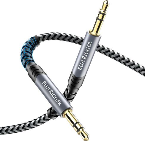 BlueRigger 3.5mm 90 Degree Stereo Audio Cable (6FT, L-Shaped Right Angle Jack, Auxiliary Cable, Male to Male, Hi-Fi Sound) – Aux Cord for Headphones, Car Stereo, Speaker, Phone, Tablet, Laptop in Kuwait