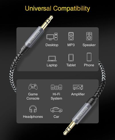 BlueRigger 3.5mm 90 Degree Stereo Audio Cable (6FT, L-Shaped Right Angle Jack, Auxiliary Cable, Male to Male, Hi-Fi Sound) – Aux Cord for Headphones, Car Stereo, Speaker, Phone, Tablet, Laptop in Kuwait