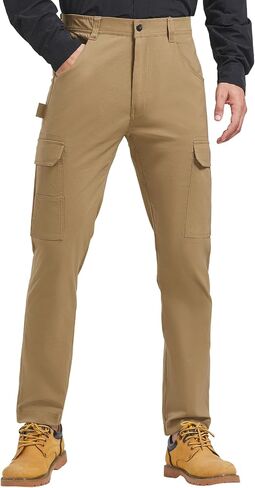 Men's Carpenter Cargo Pants Stretch Slim Fit Hiking Pants Waterproof Workout Outdoor Trousers with Pockets in Saudi Arabia