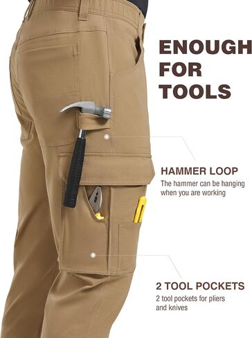 Men's Carpenter Cargo Pants Stretch Slim Fit Hiking Pants Waterproof Workout Outdoor Trousers with Pockets in Saudi Arabia