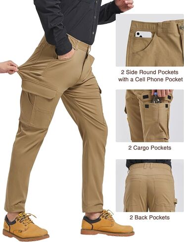 Men's Carpenter Cargo Pants Stretch Slim Fit Hiking Pants Waterproof Workout Outdoor Trousers with Pockets in Saudi Arabia