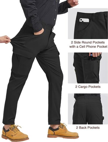 Men's Carpenter Cargo Pants Stretch Slim Fit Hiking Pants Waterproof Workout Outdoor Trousers with Pockets in Saudi Arabia