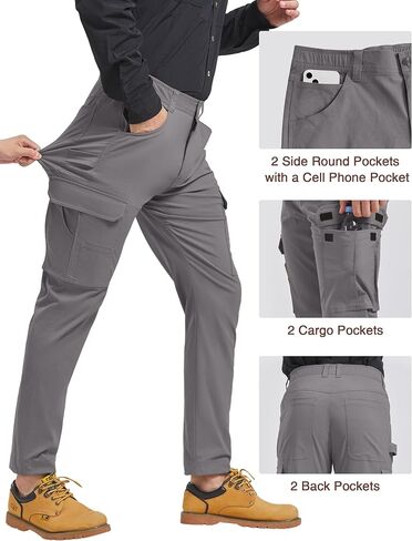 Men's Carpenter Cargo Pants Stretch Slim Fit Hiking Pants Waterproof Workout Outdoor Trousers with Pockets in Saudi Arabia