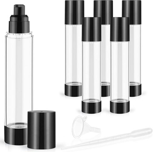 6 Pack 120ml/4oz Airless Pump Bottles Refillable Vacuum Pump Dispenser Plastic Cosmetic Container for Makeup Foundation Moisturizer Shampoo Toiletry in Saudi Arabia