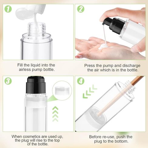 6 Pack 120ml/4oz Airless Pump Bottles Refillable Vacuum Pump Dispenser Plastic Cosmetic Container for Makeup Foundation Moisturizer Shampoo Toiletry in Saudi Arabia
