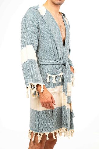 Unisex Turkish Cotton Hammam Peshtemal Bathrobe,PERISTAN BY SELIN-100% Natural Cotton Hooded Bathrobe,Turkish Robes in Saudi Arabia