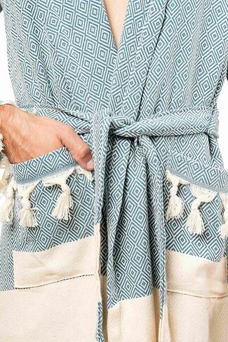 Unisex Turkish Cotton Hammam Peshtemal Bathrobe,PERISTAN BY SELIN-100% Natural Cotton Hooded Bathrobe,Turkish Robes in Saudi Arabia