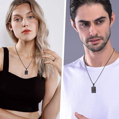 PROSTEEL Stylish Initial Necklace, Capital Letter Necklace A to Z, Silver/Gold/Black Tone, Customize Text Available, Box Chain 20-22 inch Adjustable in Kuwait