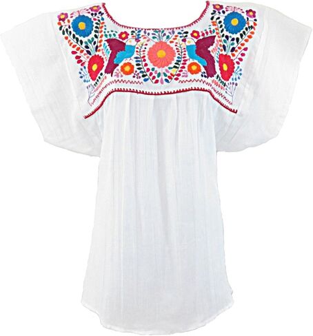 Mexican Blouse | Handcrafted Floral Design | Soft Cotton | Loose Fit Puebla Style in Kuwait