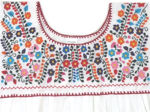 Mexican Blouse | Handcrafted Floral Design | Soft Cotton | Loose Fit Puebla Style in Kuwait