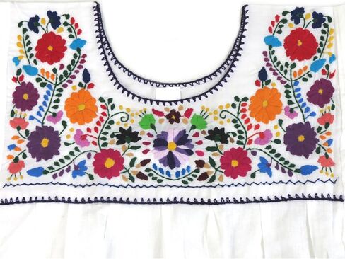 Mexican Blouse | Handcrafted Floral Design | Soft Cotton | Loose Fit Puebla Style in Kuwait