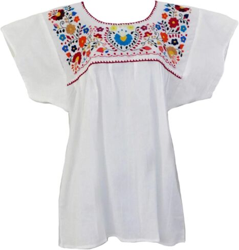 Mexican Blouse | Handcrafted Floral Design | Soft Cotton | Loose Fit Puebla Style in Kuwait