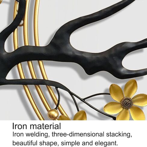 ديكور فني جداري معدني كبير، منحوتة حائط زهور ذهبية معدنية فاخرة ثلاثية الأبعاد مصنوعة يدويًا، ديكور جدار المنزل لغرفة المعيشة وغرفة النوم وغرفة الطعام وغرفة الدراسة والمكتب المنزلي، 41.33 × 26.77 بوصة in Kuwait