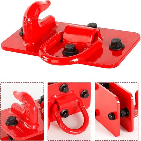 BESTZHEYU Red Tractor Bucket Hooks with Tie Down Ring Fit for Tractor Bucket, RV, UTV, Truck, 2 Pack Bolt On Grab Hook Tow Hook Mount with Backer Plate Max 15,000 lbs in Saudi Arabia