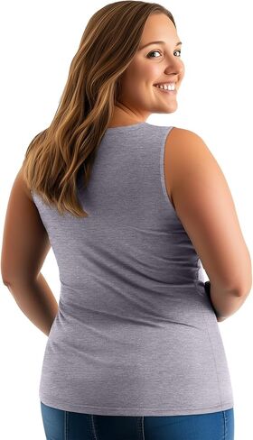 Ficerd 4 Pack Women's Plus Size Tank Tops, Casual V Neck Sleeveless Shirts Ladies Flowy Dressy Tunics Work Tees in Kuwait