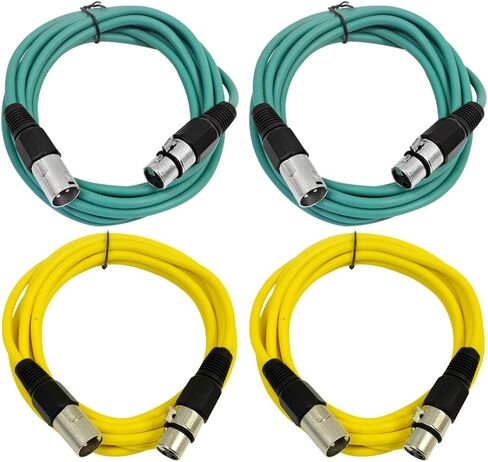 Seismic Audio - SAXLX-6-4 Pack of 6' XLR Male to XLR Female Patch Cables - Balanced - 6 Foot Patch Cord - Blue and Red in Saudi Arabia