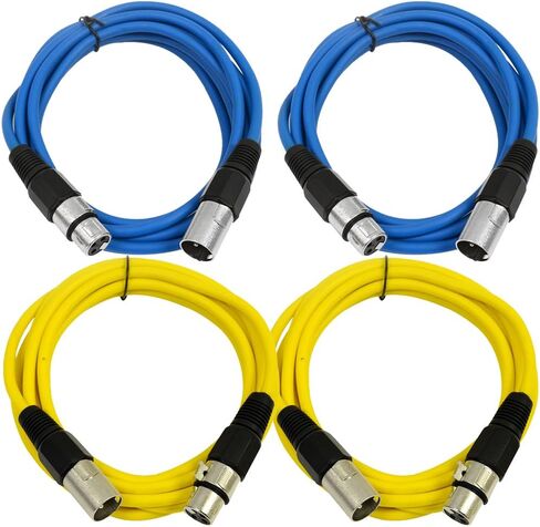 Seismic Audio - SAXLX-6-4 Pack of 6' XLR Male to XLR Female Patch Cables - Balanced - 6 Foot Patch Cord - Blue and Red in Saudi Arabia