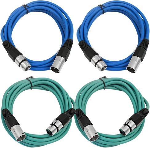 Seismic Audio - SAXLX-6-4 Pack of 6' XLR Male to XLR Female Patch Cables - Balanced - 6 Foot Patch Cord - Blue and Red in Saudi Arabia