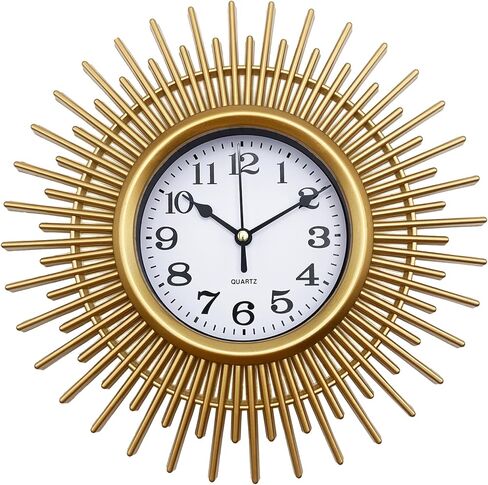 Gold Sunburst Wall Clock, 10 Inch Small Wall Clock Battery Operated, Modern Boho Decorative Wall Clock for Living Room, Bedroom, Kitchen, Office, Bathroom in Kuwait