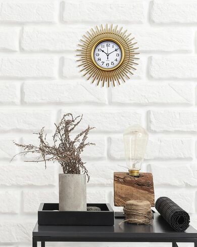 Gold Sunburst Wall Clock, 10 Inch Small Wall Clock Battery Operated, Modern Boho Decorative Wall Clock for Living Room, Bedroom, Kitchen, Office, Bathroom in Kuwait