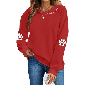 Cat Mom Sweatshirt for Women ：Cats Paw Graphic Shirt Cat Sweater Cats Lover Long Sleeve Pullover Tops